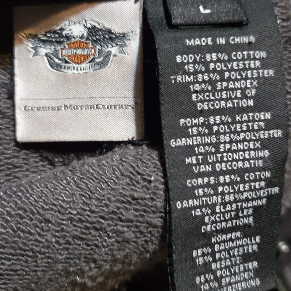 L Harley Davidson Gray Military Jacket Fitted Cropped Jacket Black Parade - Picture 6 of 6